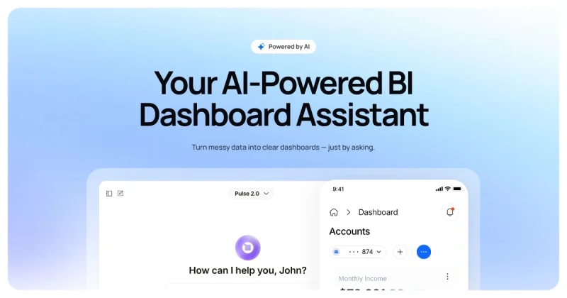 Pulse AI Startseite, Screenshot, KI-Tool produktivität & schreiben