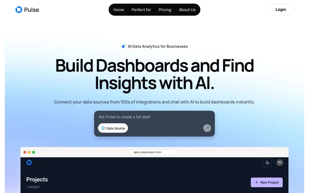 Pulse AI Startseite – Screenshot des KI-Tools produktivität & schreiben, Oct 1, 2026