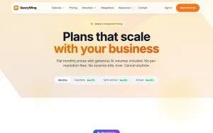 QueryWing pricing page with plans and prices — screenshot of the chat assistants AI tool, 2026-10-01