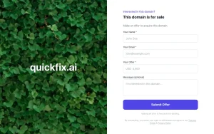 Quickfix AI homepage — screenshot of the productivity & writing AI tool, 2026-10-02