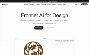 QuiverAI homepage page homepage screenshot, image generation AI tool