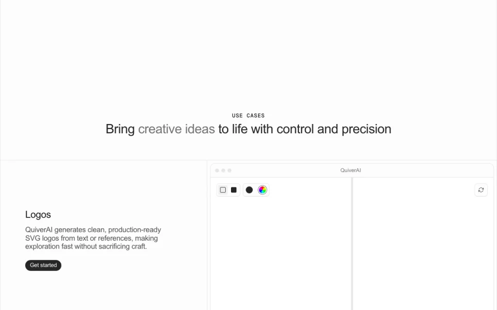 QuiverAI homepage — screenshot of the image generation AI tool, Oct 1, 2026