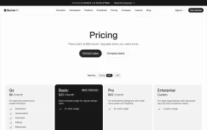 QuiverAI pricing page homepage screenshot, image generation AI tool
