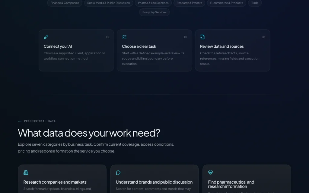 QVeris AI homepage — screenshot of the research & search AI tool, Oct 2, 2026