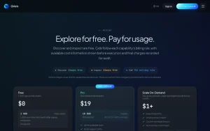 QVeris AI pricing page with plans and prices — screenshot of the research & search AI tool, 2026-10-02