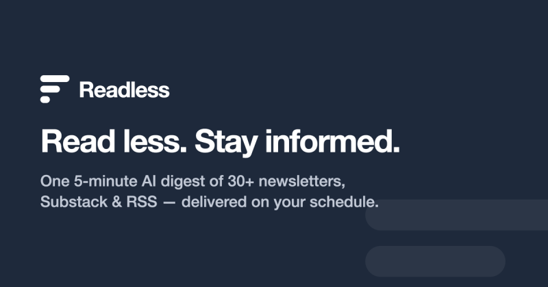 Readless Startseite, Screenshot, KI-Tool produktivität & schreiben