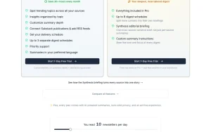 Readless pricing page with plans and prices — screenshot of the productivity & writing AI tool, 2026-10-02