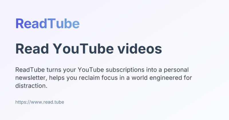 ReadTube homepage screenshot, research & search AI tool
