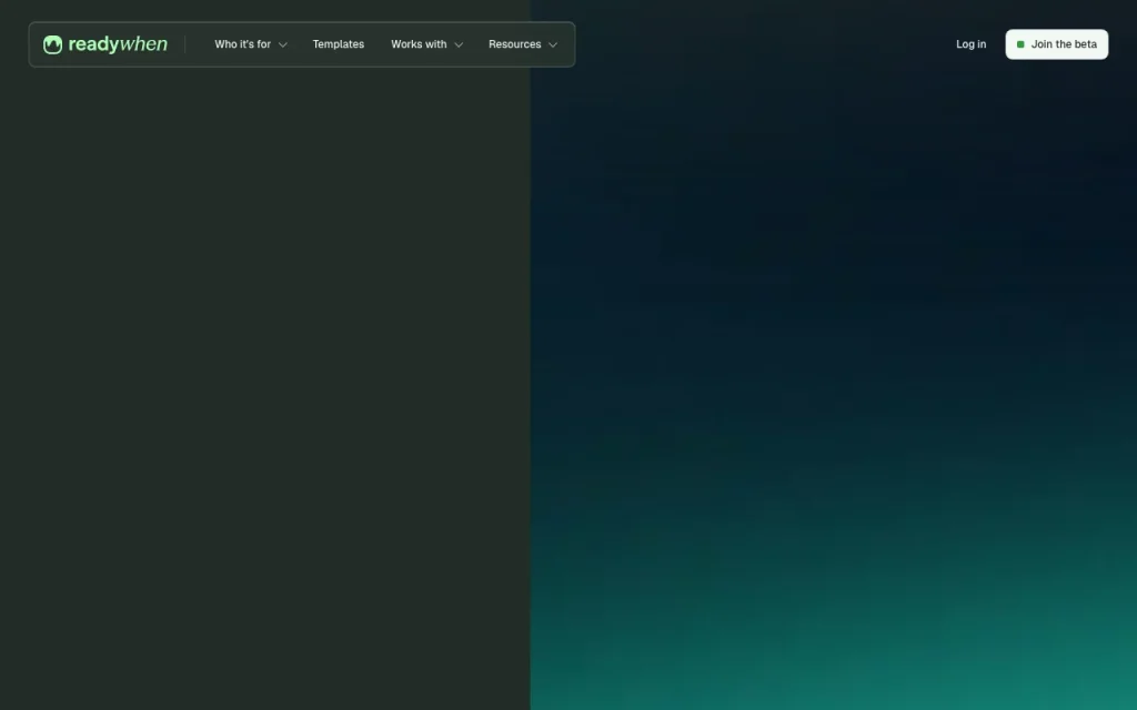 readywhen homepage — screenshot of the productivity & writing AI tool, Oct 2, 2026