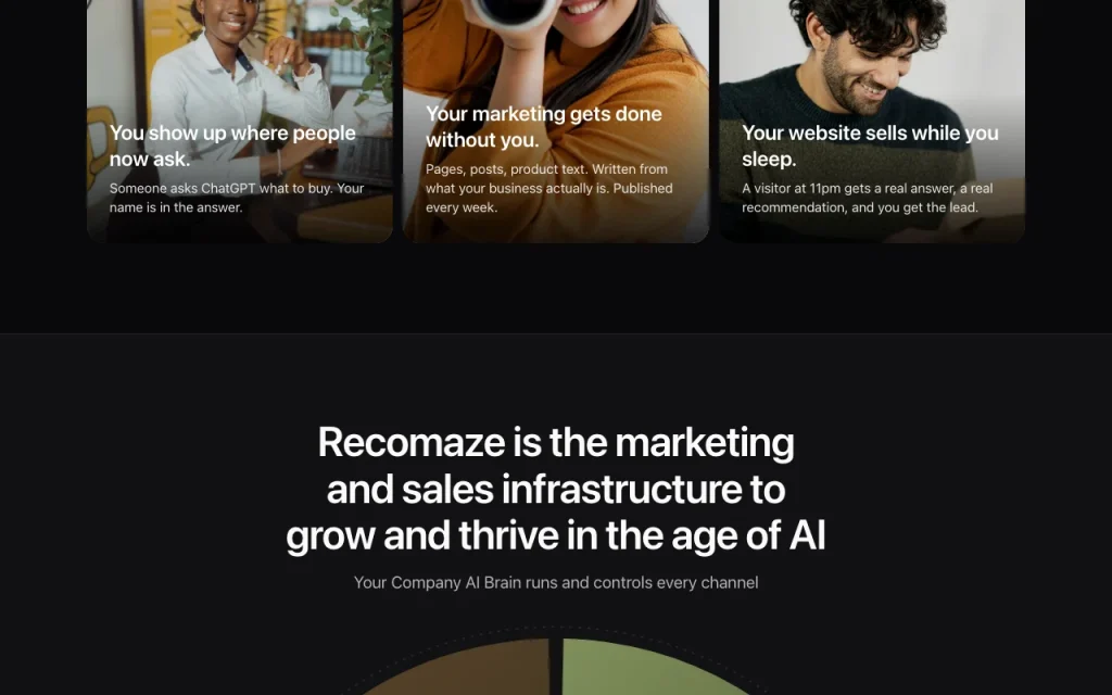 Recomaze página principal — captura de pantalla de la herramienta de IA productividad y escritura, Oct 2, 2026