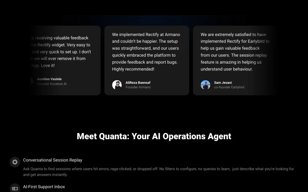 Rectify homepage — screenshot of the productivity & writing AI tool, Oct 2, 2026