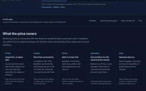 RenderLog pricing page with plans and prices — screenshot of the productivity & writing AI tool, 2026-10-01