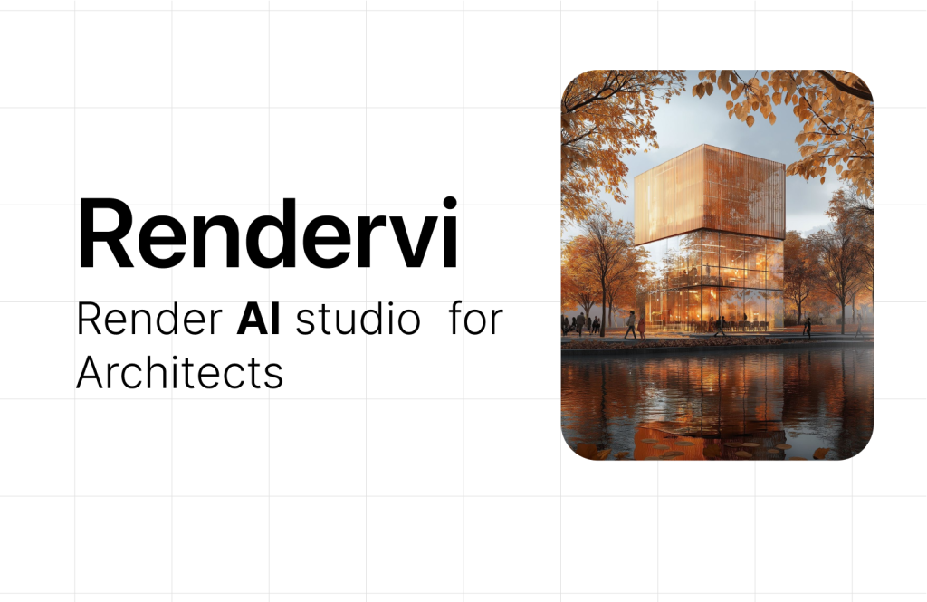 Rendervi homepage screenshot, image generation AI tool