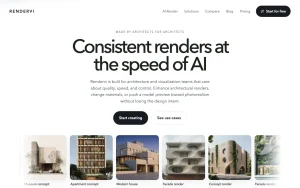 Rendervi homepage — screenshot of the image generation AI tool, 2026-10-01