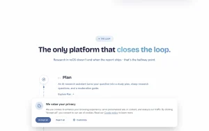 reOS homepage — screenshot of the research & search AI tool, 2026-10-01
