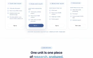 reOS pricing page with plans and prices — screenshot of the research & search AI tool, 2026-10-01