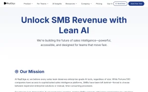 RepEdge.ai about page — screenshot of the productivity & writing AI tool, 2026-10-02