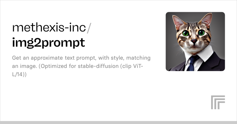 img2prompt on Replicate (methexis-inc/img2prompt) homepage screenshot, image generation AI tool
