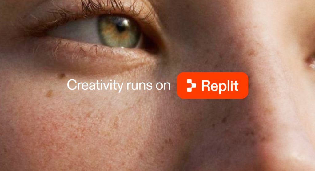 Capture d'écran de la page d'accueil de Replit Design, outil d'IA productivité et rédaction