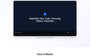 RepoClip homepage page homepage screenshot, video AI tool