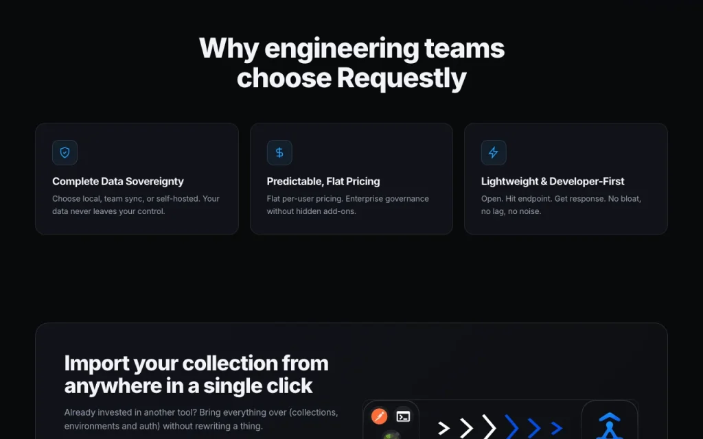 Requestly página principal — captura de pantalla de la herramienta de IA programación, Oct 1, 2026