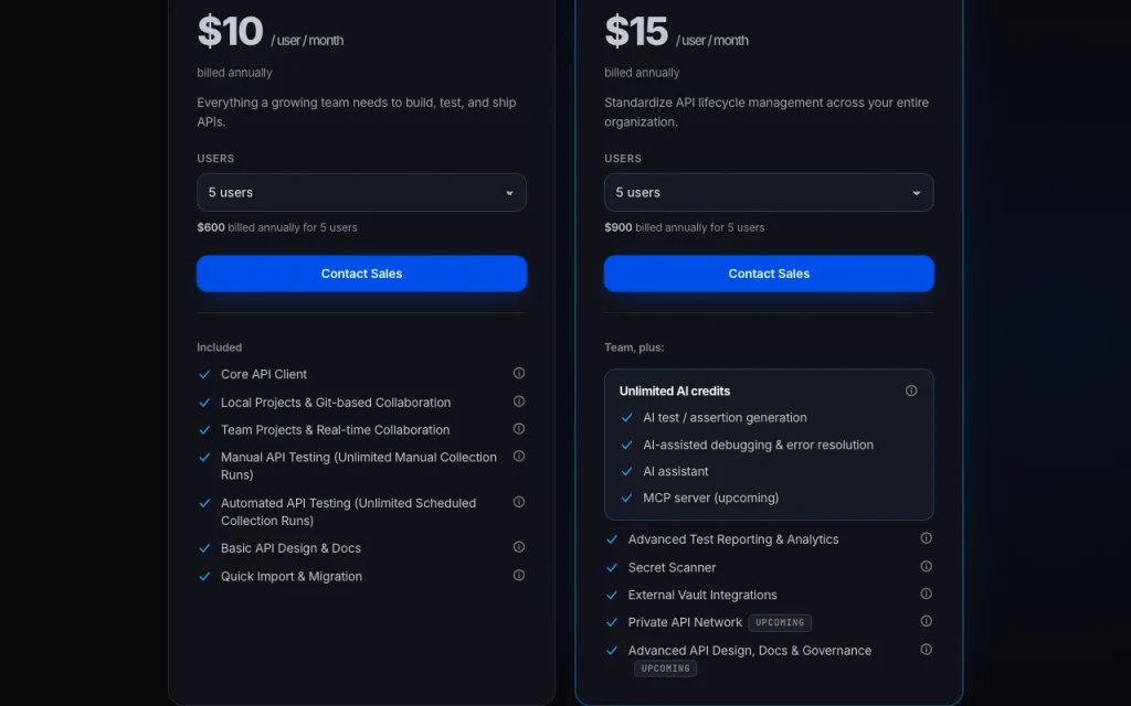 Requestly página de precios con planes y precios — captura de pantalla de la herramienta de IA programación, Oct 1, 2026