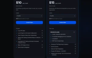 Requestly pricing page homepage screenshot, coding AI tool