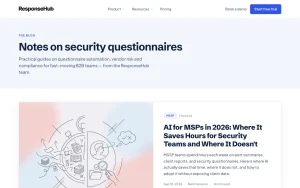 ResponseHub blog — screenshot of the productivity & writing AI tool, 2026-10-02