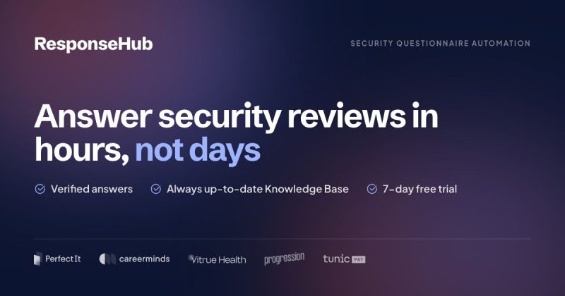 ResponseHub homepage screenshot, productivity & writing AI tool