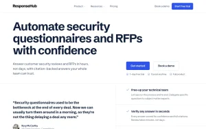 ResponseHub homepage — screenshot of the productivity & writing AI tool, 2026-10-02