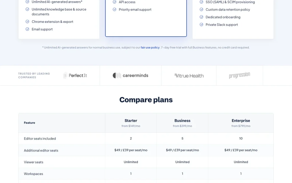 ResponseHub pricing page with plans and prices — screenshot of the productivity & writing AI tool, Oct 2, 2026