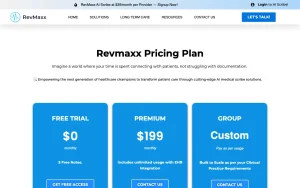 RevMaxx pricing page with plans and prices — screenshot of the productivity & writing AI tool, 2026-10-02