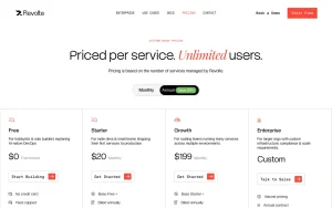 Revolte pricing page with plans and prices — screenshot of the coding AI tool, 2026-10-02