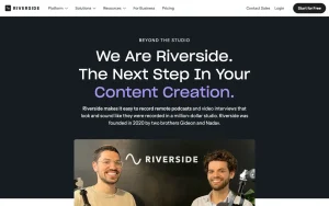 Riverside about page — screenshot of the video AI tool, 2026-10-05