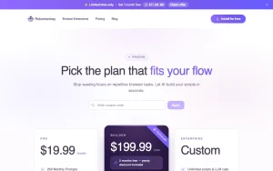 Robomonkey pricing page with plans and prices — screenshot of the coding AI tool, 2026-10-02