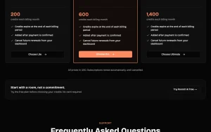 RoomX AI pricing page with plans and prices — screenshot of the image generation AI tool, 2026-10-02