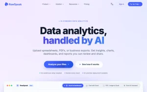 RowSpeak homepage — screenshot of the productivity & writing AI tool, 2026-10-01