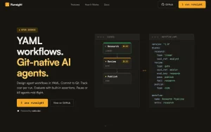 Runsight homepage — screenshot of the coding AI tool, 2026-10-02