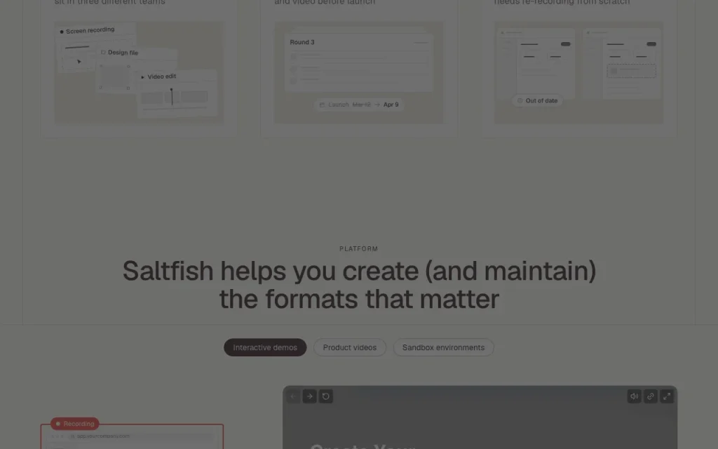 Saltfish homepage — screenshot of the video AI tool, Oct 1, 2026