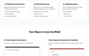 Scaffold homepage — screenshot of the productivity & writing AI tool, 2026-10-02