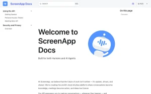 ScreenApp documentation — screenshot of the productivity & writing AI tool, 2026-10-02