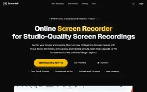 Screentell homepage — screenshot of the video AI tool, 2026-10-02