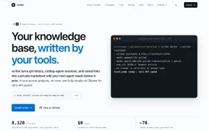 scribe homepage — screenshot of the coding AI tool, 2026-10-02
