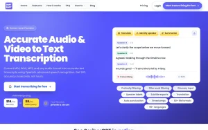 ScriberGPT homepage page homepage screenshot, audio & voice AI tool