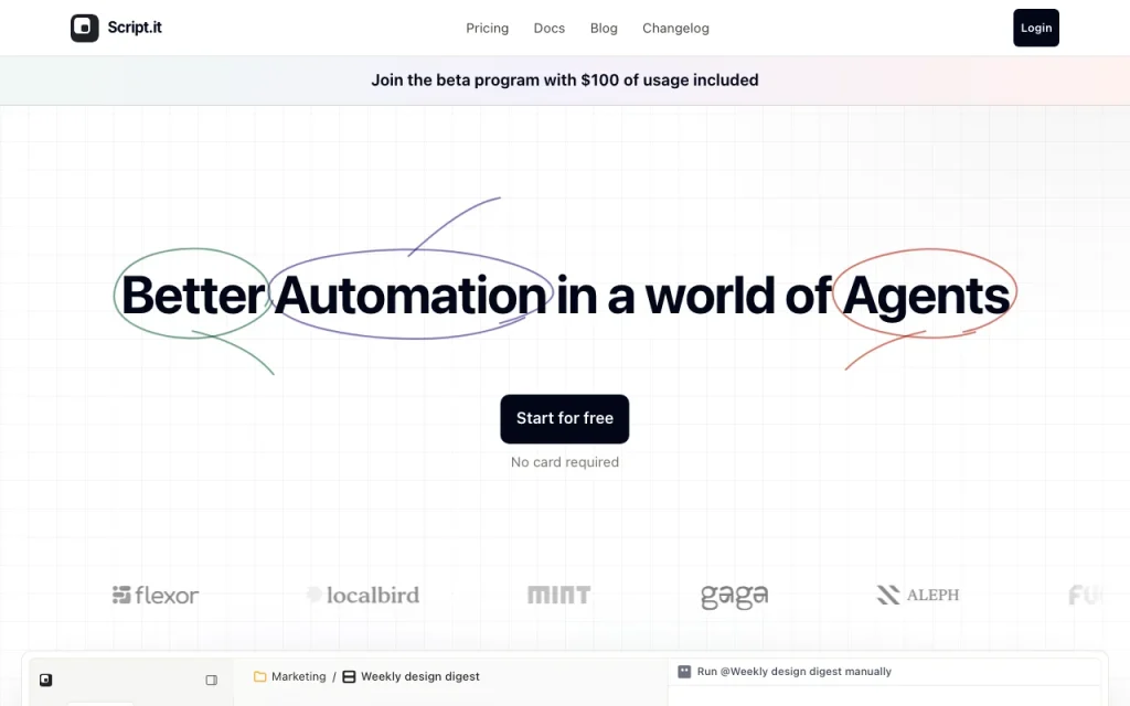 Script.it Startseite – Screenshot des KI-Tools produktivität & schreiben, Oct 1, 2026