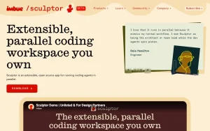 Sculptor homepage — screenshot of the coding AI tool, 2026-10-02