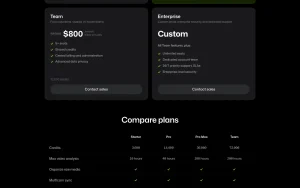 Selects pricing page with plans and prices — screenshot of the video AI tool, 2026-10-01