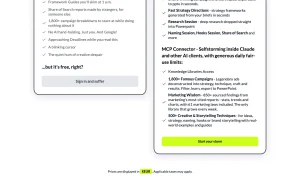 Selfstorming pricing page with plans and prices — screenshot of the productivity & writing AI tool, 2026-10-02