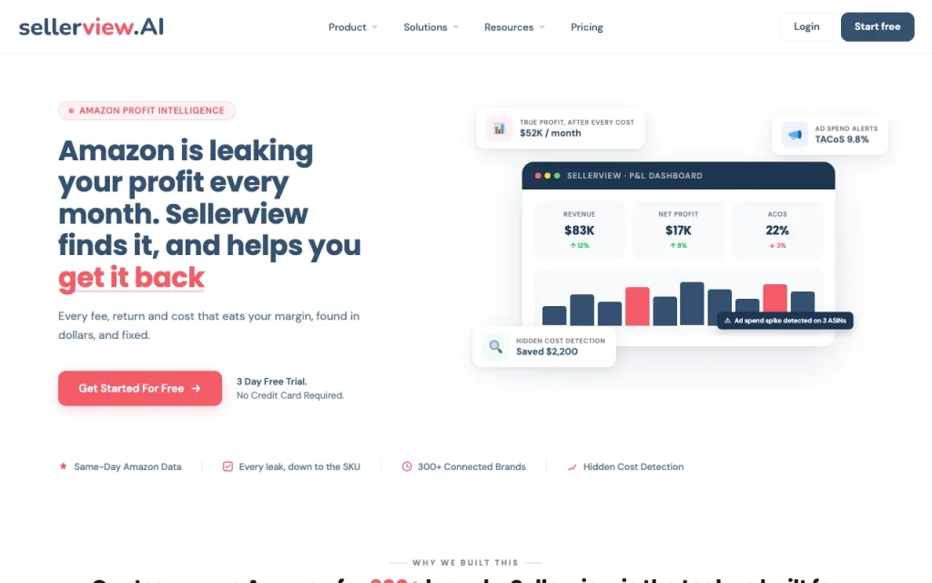 Sellerview.ai homepage — screenshot of the productivity & writing AI tool, Oct 1, 2026