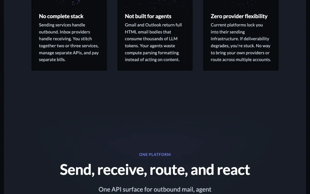 Sendmux página principal — captura de pantalla de la herramienta de IA productividad y escritura, Oct 1, 2026